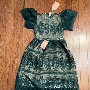 Ivy City Co Mini Sicily Dress, Hunter green, size 8